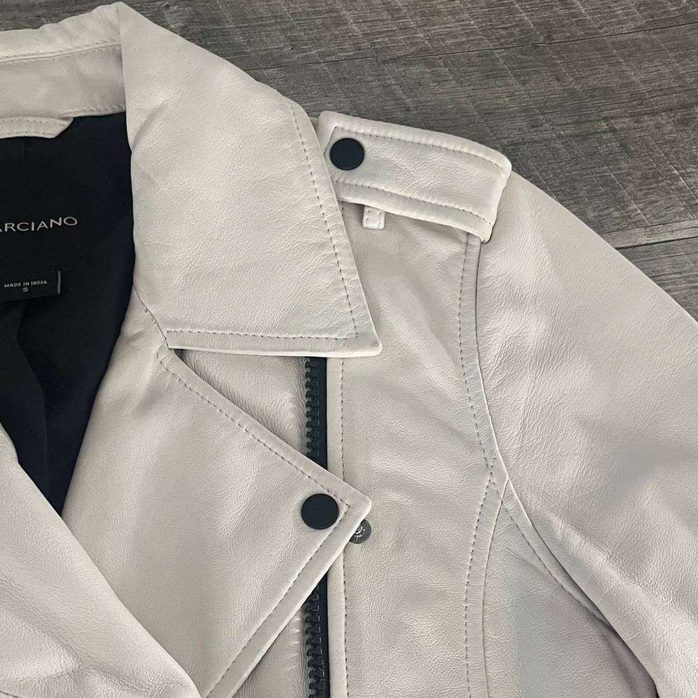 Marciano leather Cream Biker Jacket sz S - Picture 2 of 8